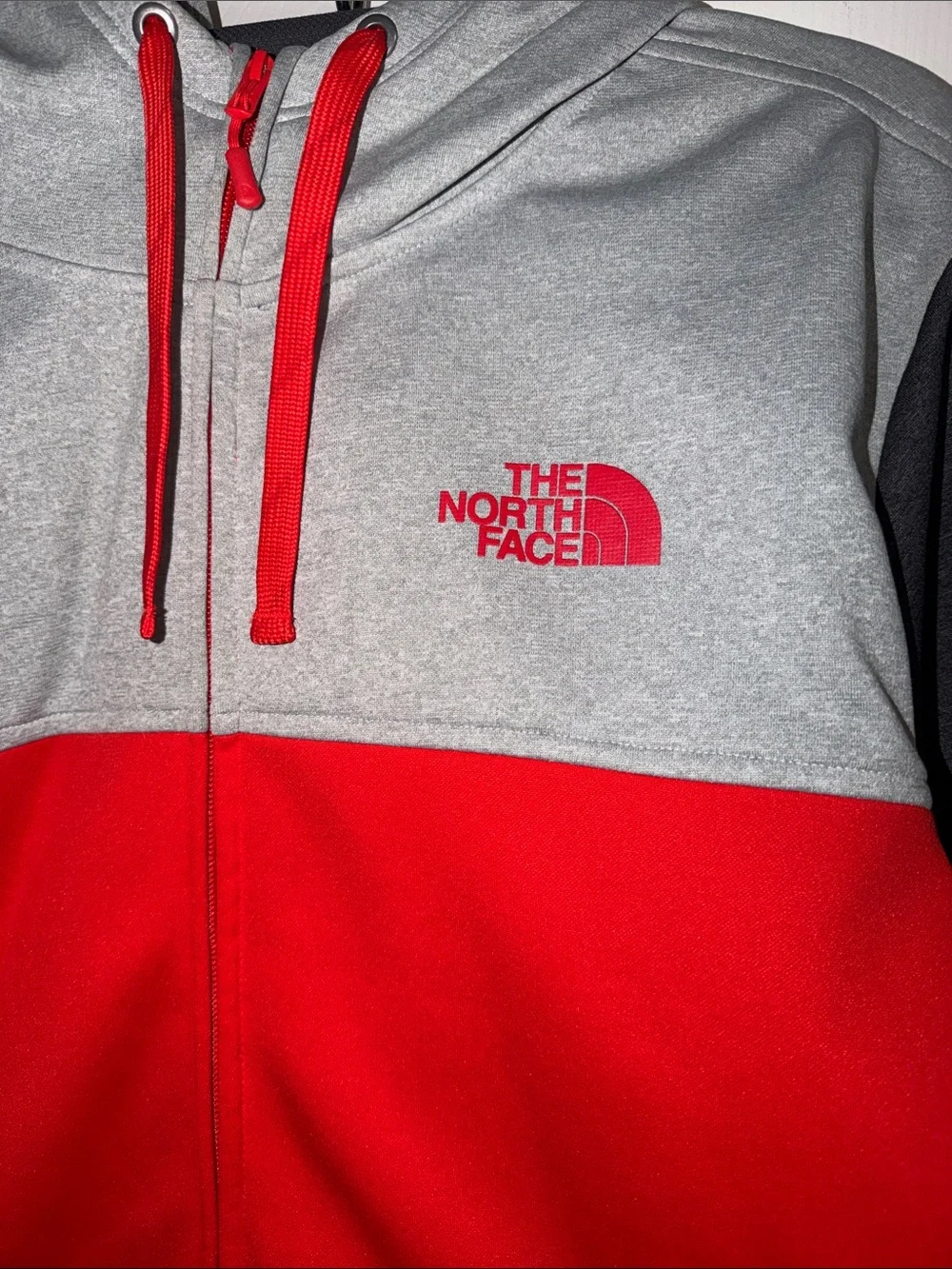 The North Face Red, Gray & Black Men's Zip-Up Fleece Jacket